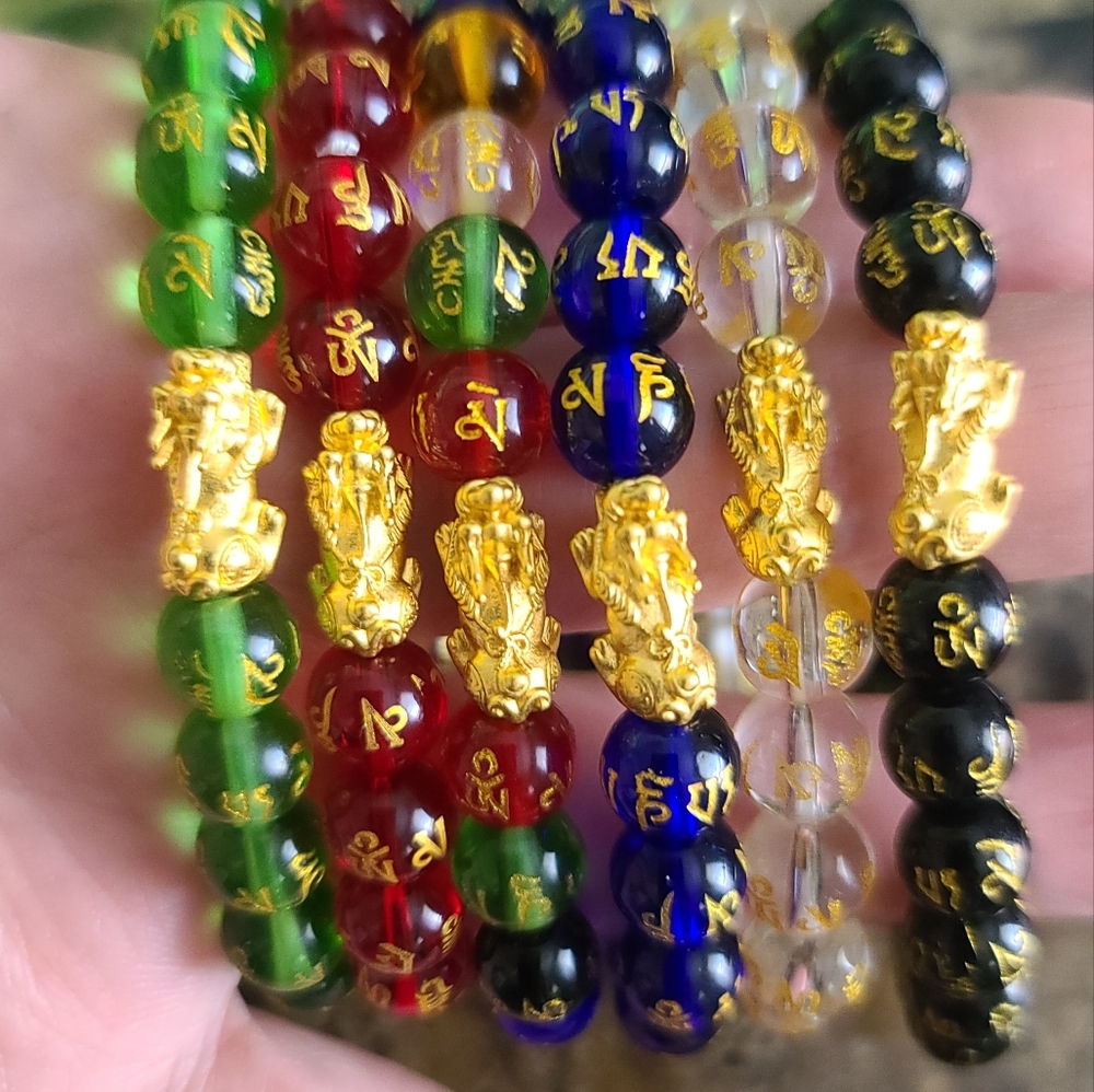 Piyao lucky charm bracelets with real 24k pixiu charm